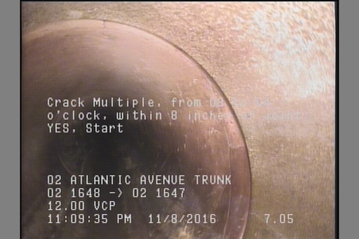 Crack Multiple, from 08 to 04 o'clock, within 8 inches of joint: YES, Start
