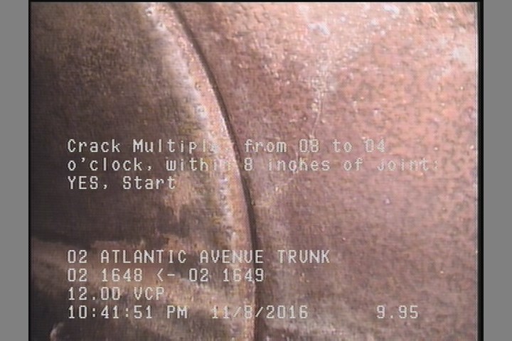 Crack Multiple, from 08 to 04 o'clock, within 8 inches of joint: YES, Start