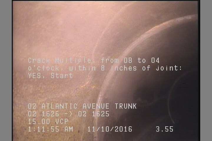 Crack Multiple, from 08 to 04 o'clock, within 8 inches of joint: YES, Start