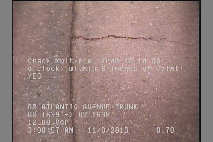 Crack Multiple, from 10 to 02 o'clock, within 8 inches of joint: YES