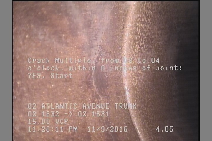 Crack Multiple, from 08 to 04 o'clock, within 8 inches of joint: YES, Start