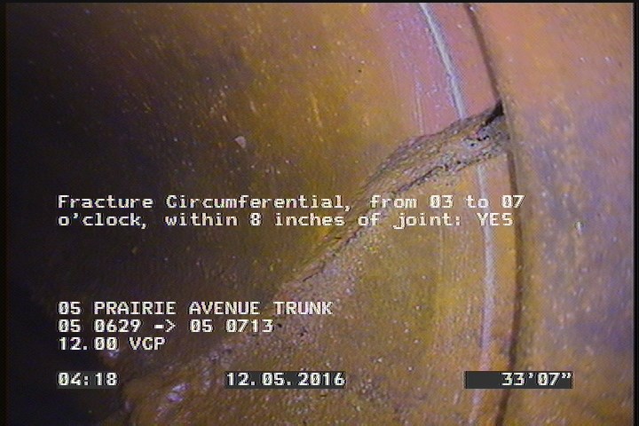 Fracture Circumferential, from 03 to 07 o'clock, within 8 inches of joint: YES