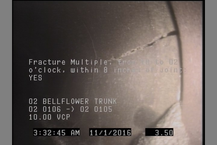 Fracture Multiple, from 10 to 02 o'clock, within 8 inches of joint: YES