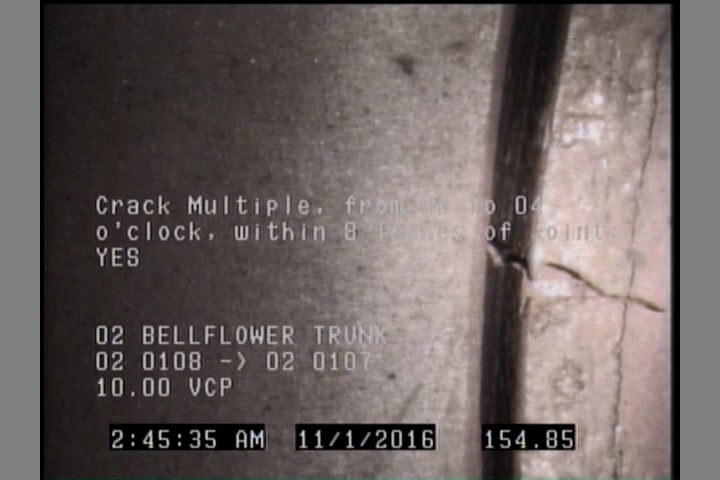 Crack Multiple, from 08 to 04 o'clock, within 8 inches of joint: YES