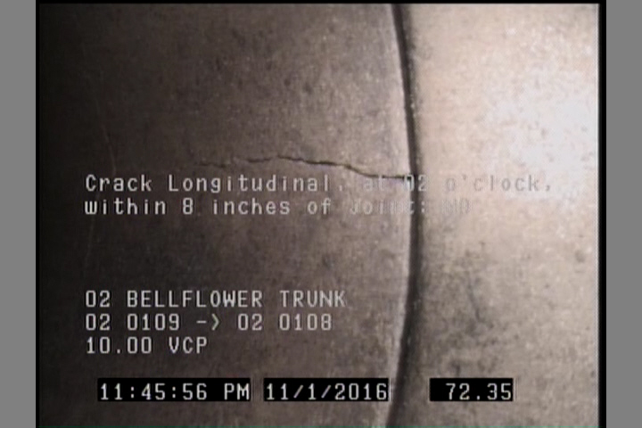 Crack Longitudinal, at 02 o'clock, within 8 inches of joint: NO