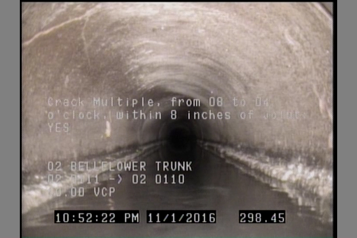 Crack Multiple, from 08 to 04 o'clock, within 8 inches of joint: YES