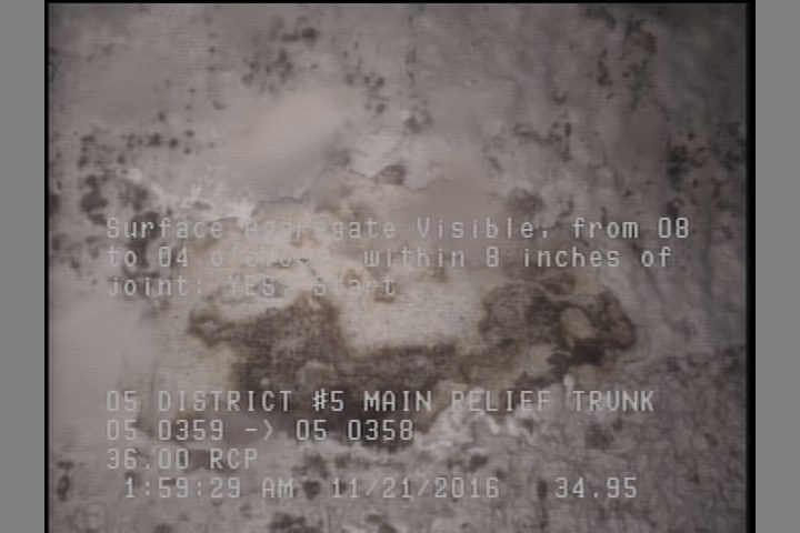 Surface Aggregate Visible, from 08 to 04 o'clock, within 8 inches of joint: YES, Start