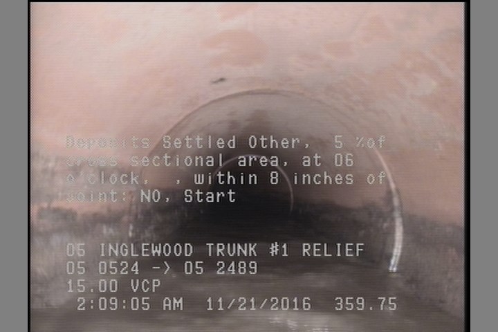 Deposits Settled Other, 5 %of cross sectional area, at 06 o'clock, , within 8 inches of joint: NO, Start