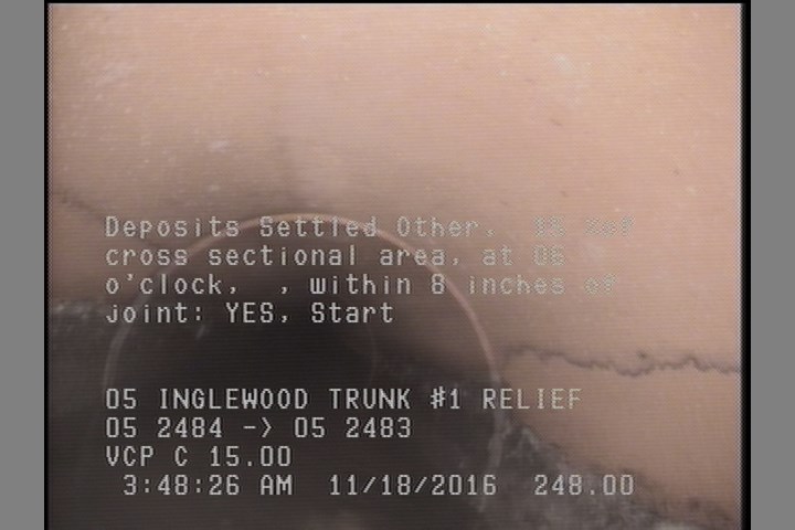Deposits Settled Other, 15 %of cross sectional area, at 06 o'clock, , within 8 inches of joint: YES, Start