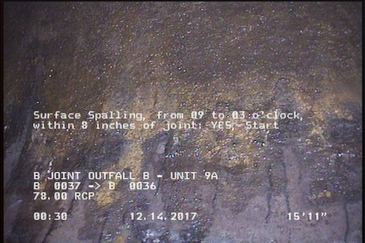 Surface Spalling, from 09 to 03 o'clock, within 8 inches of joint: YES, Start