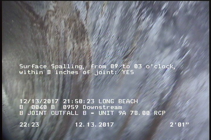 Surface Spalling, from 09 to 03 o'clock, within 8 inches of joint: YES