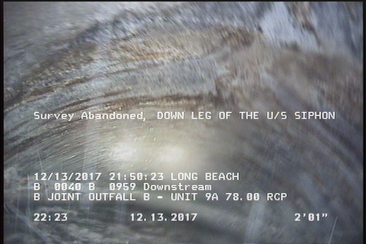 Survey Abandoned - DOWN LEG OF THE U/S SIPHON