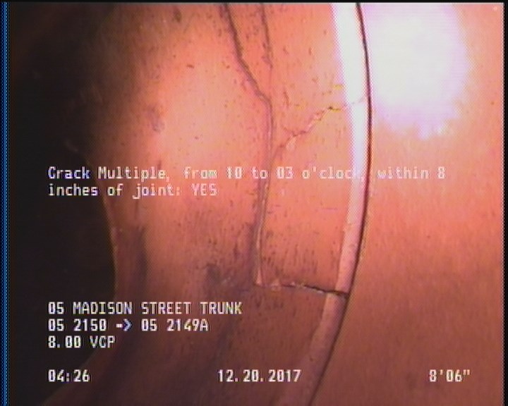 Crack Multiple, from 10 to 03 o'clock, within 8 inches of joint: YES