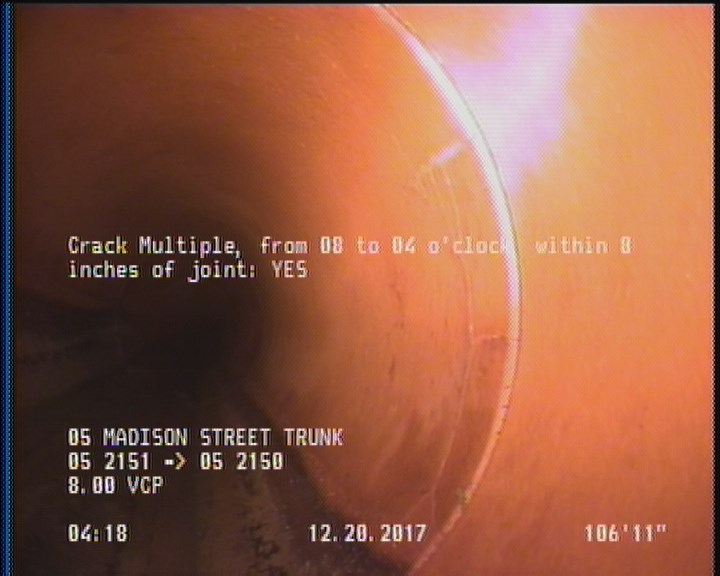 Crack Multiple, from 08 to 04 o'clock, within 8 inches of joint: YES