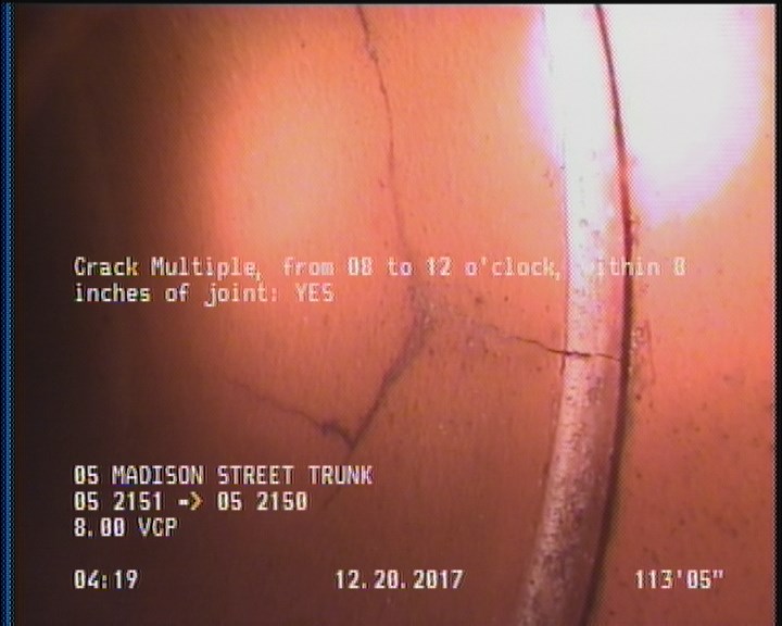 Crack Multiple, from 08 to 12 o'clock, within 8 inches of joint: YES