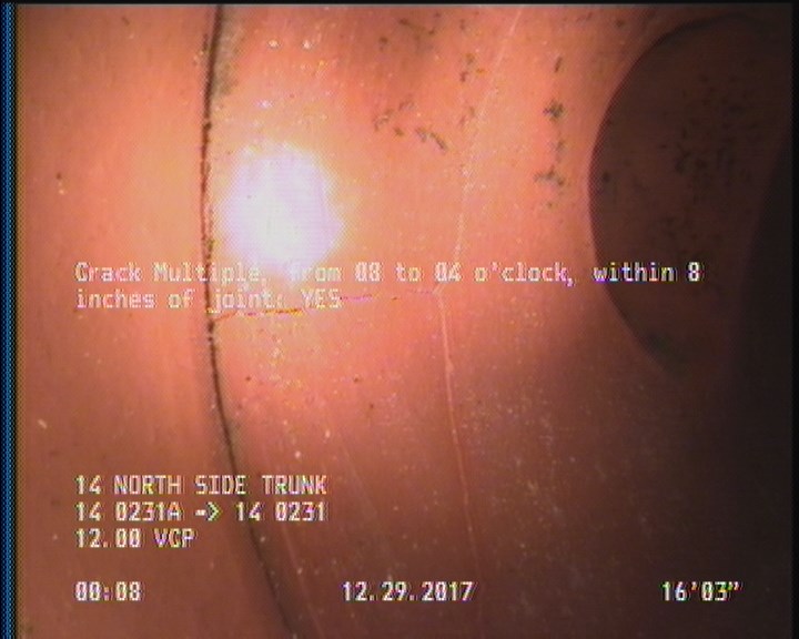 Crack Multiple, from 08 to 04 o'clock, within 8 inches of joint: YES