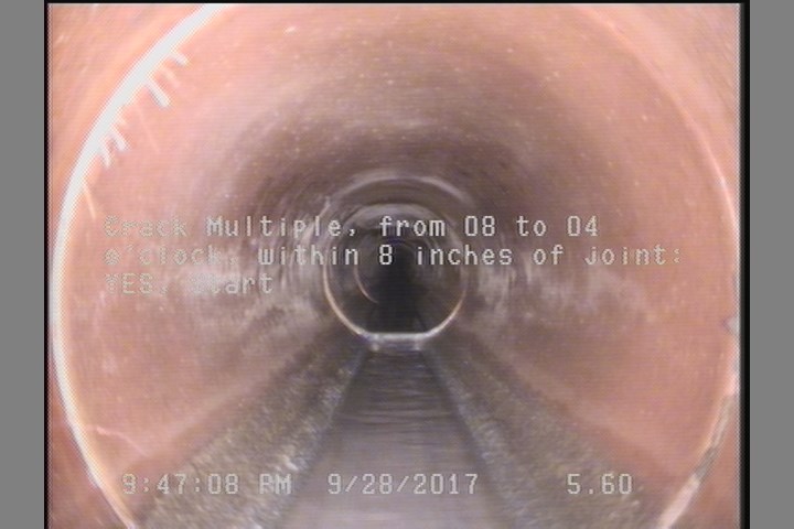 Crack Multiple, from 08 to 04 o'clock, within 8 inches of joint: YES, Start