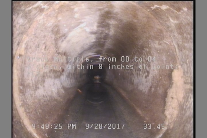 Crack Multiple, from 08 to 04 o'clock, within 8 inches of joint: YES, Start