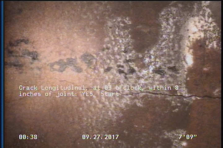 Crack Longitudinal, at 03 o'clock, within 8 inches of joint: YES, Start