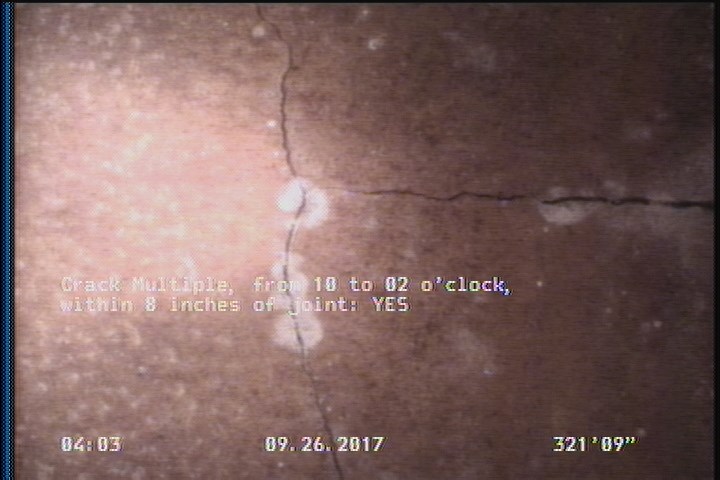 Crack Multiple, from 10 to 02 o'clock, within 8 inches of joint: YES
