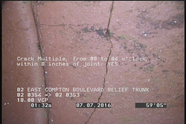 Crack Multiple, from 08 to 04 o'clock, within 8 inches of joint: YES