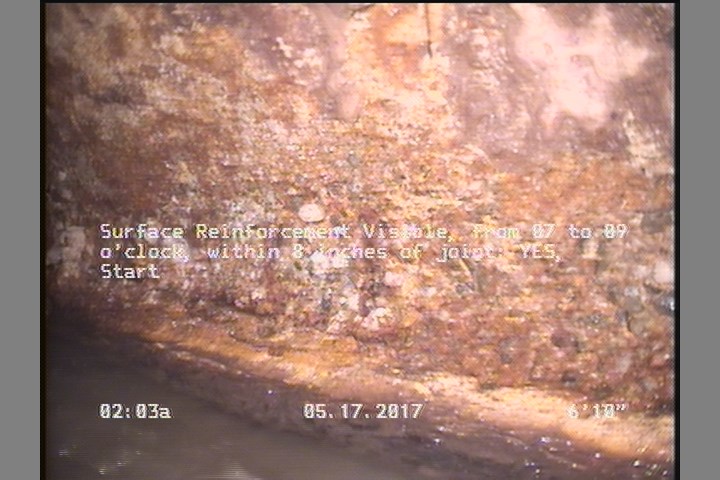 Surface Reinforcement Visible, from 07 to 09 o'clock, within 8 inches of joint: YES, Start