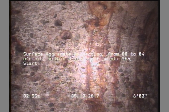Surface Aggregate Projecting, from 08 to 04 o'clock, within 8 inches of joint: YES, Start
