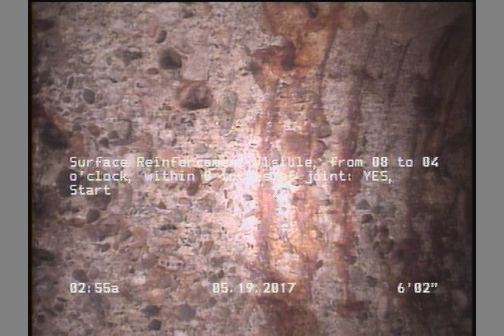Surface Reinforcement Visible, from 08 to 04 o'clock, within 8 inches of joint: YES, Start