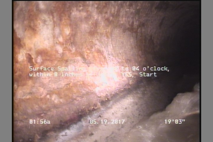 Surface Spalling, from 08 to 04 o'clock, within 8 inches of joint: YES, Start