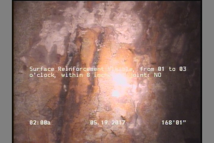 Surface Reinforcement Visible, from 01 to 03 o'clock, within 8 inches of joint: NO