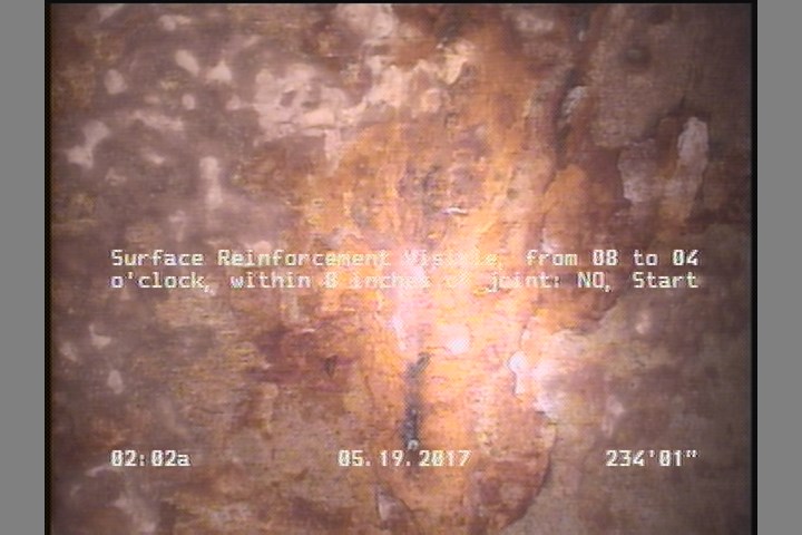 Surface Reinforcement Visible, from 08 to 04 o'clock, within 8 inches of joint: NO, Start