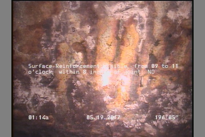 Surface Reinforcement Visible, from 09 to 11 o'clock, within 8 inches of joint: NO