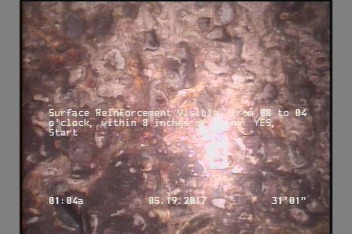 Surface Reinforcement Visible, from 08 to 04 o'clock, within 8 inches of joint: YES, Start