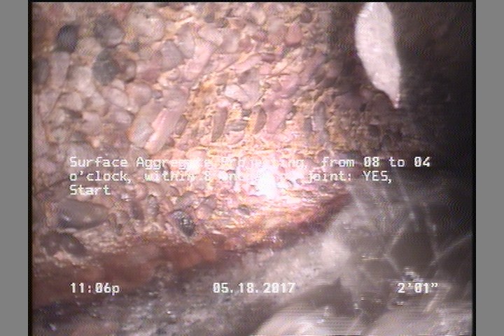 Surface Aggregate Projecting, from 08 to 04 o'clock, within 8 inches of joint: YES, Start