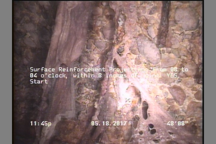 Surface Reinforcement Projecting, from 08 to 04 o'clock, within 8 inches of joint: YES, Start