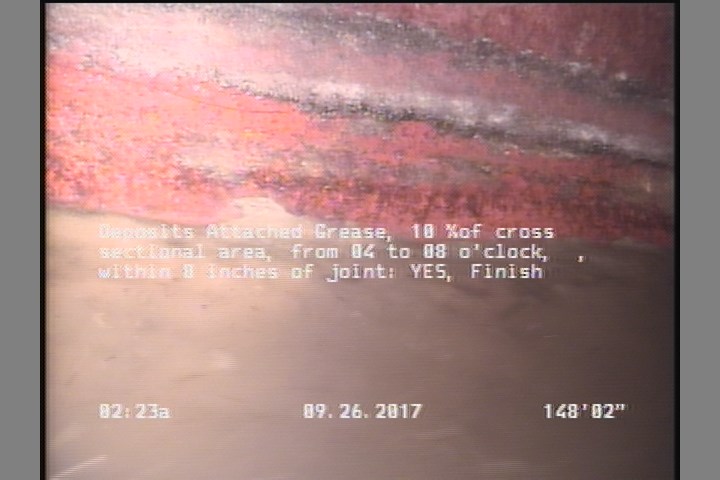 Deposits Attached Grease, 10 %of cross sectional area, from 04 to 08 o'clock, , within 8 inches of joint: YES, Finish