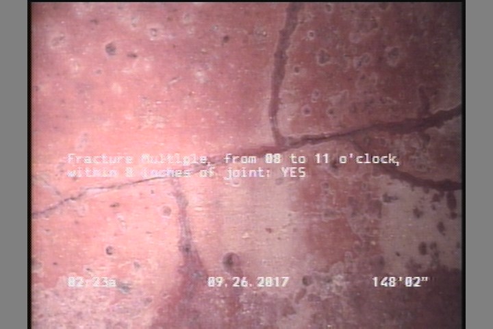 Fracture Multiple, from 08 to 11 o'clock, within 8 inches of joint: YES