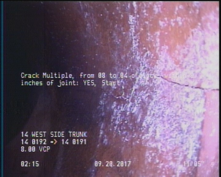 Crack Multiple, from 08 to 04 o'clock, within 8 inches of joint: YES, Start