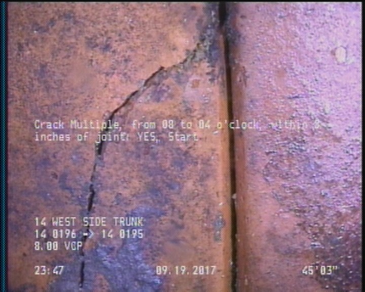 Crack Multiple, from 08 to 04 o'clock, within 8 inches of joint: YES, Start