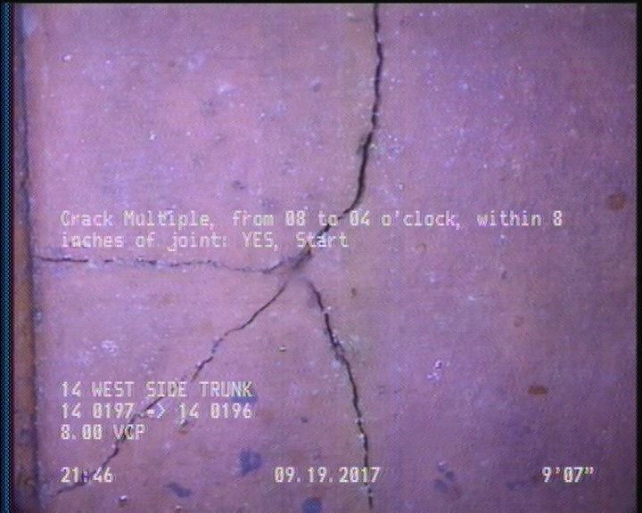 Crack Multiple, from 08 to 04 o'clock, within 8 inches of joint: YES, Start