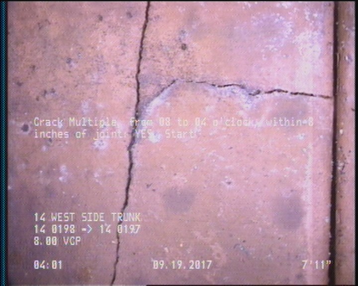 Crack Multiple, from 08 to 04 o'clock, within 8 inches of joint: YES, Start