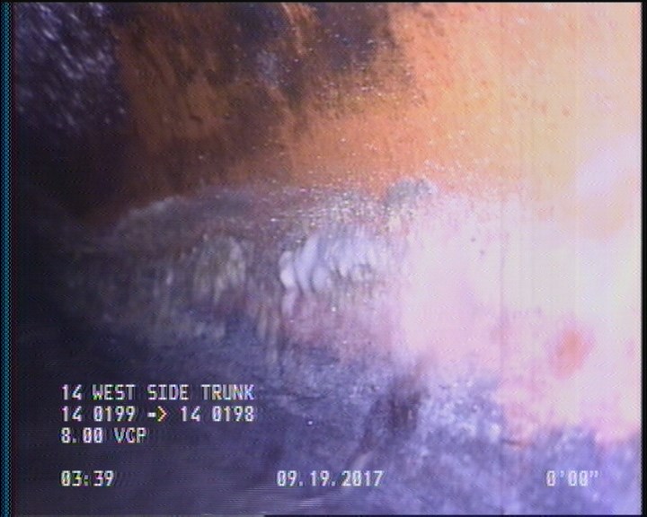 Deposits Attached Grease, 5 %of cross sectional area, from 03 to 09 o'clock, , within 8 inches of joint: YES, Start