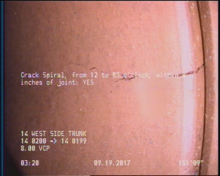 Crack Spiral, from 12 to 03 o'clock, within 8 inches of joint: YES