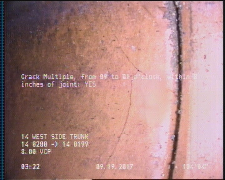 Crack Multiple, from 09 to 01 o'clock, within 8 inches of joint: YES