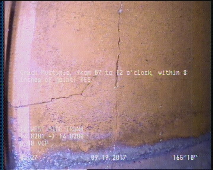 Crack Multiple, from 07 to 12 o'clock, within 8 inches of joint: YES