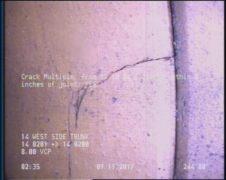 Crack Multiple, from 12 to 04 o'clock, within 8 inches of joint: YES