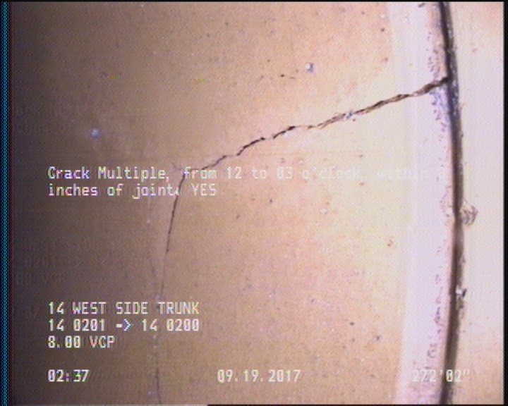 Crack Multiple, from 12 to 03 o'clock, within 8 inches of joint: YES