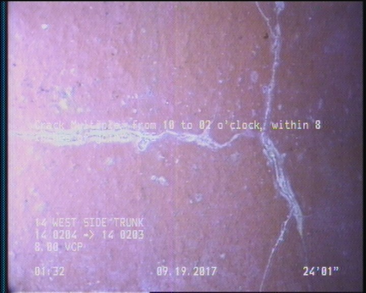 Crack Multiple, from 10 to 02 o'clock, within 8 inches of joint: YES