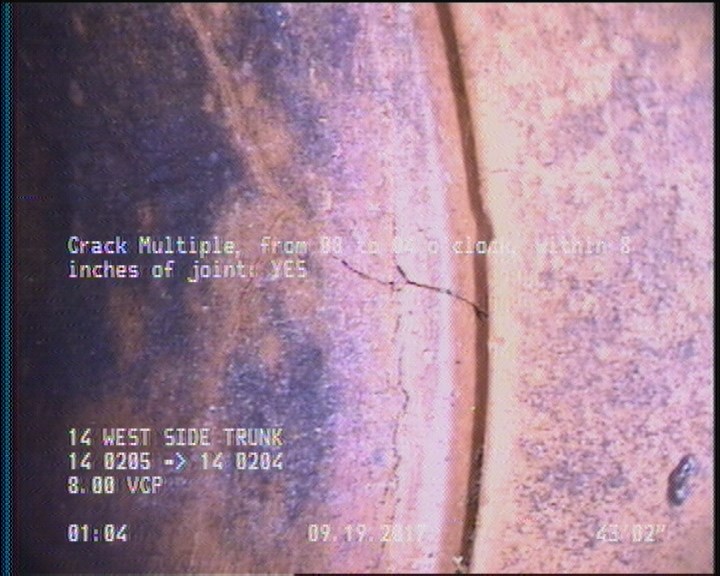 Crack Multiple, from 08 to 04 o'clock, within 8 inches of joint: YES