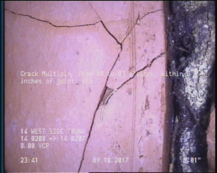 Crack Multiple, from 10 to 03 o'clock, within 8 inches of joint: YES